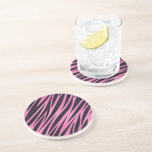 Rosa Zebra-Streifen-Hintergrund Getränkeuntersetzer (Seite)