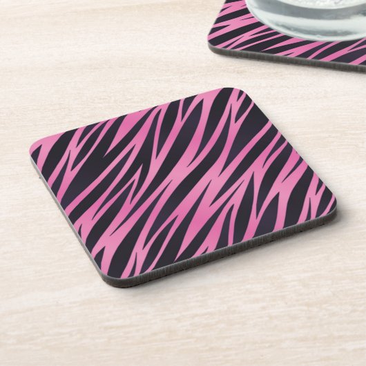 Rosa Zebra-Streifen-Hintergrund Getränkeuntersetzer (Linke Seite)