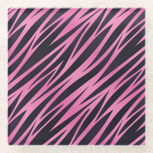 Rosa Zebra-Streifen-Hintergrund Glasuntersetzer (Vorderseite)