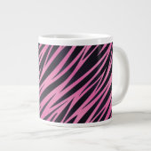 Rosa Zebra-Streifen-Hintergrund Jumbo-Tasse (Vorderseite Rechts)