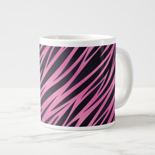 Rosa Zebra-Streifen-Hintergrund Jumbo-Tasse (Vorderseite Rechts)