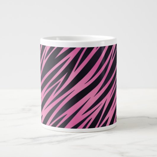Rosa Zebra-Streifen-Hintergrund Jumbo-Tasse (Vorderseite)