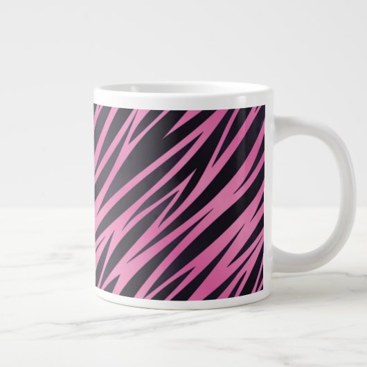 Rosa Zebra-Streifen-Hintergrund Jumbo-Tasse (Rechts)