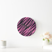 Rosa Zebra-Streifen-Hintergrund Runde Wanduhr (Zuhause)