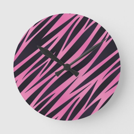 Rosa Zebra-Streifen-Hintergrund Runde Wanduhr (Vorderseite)