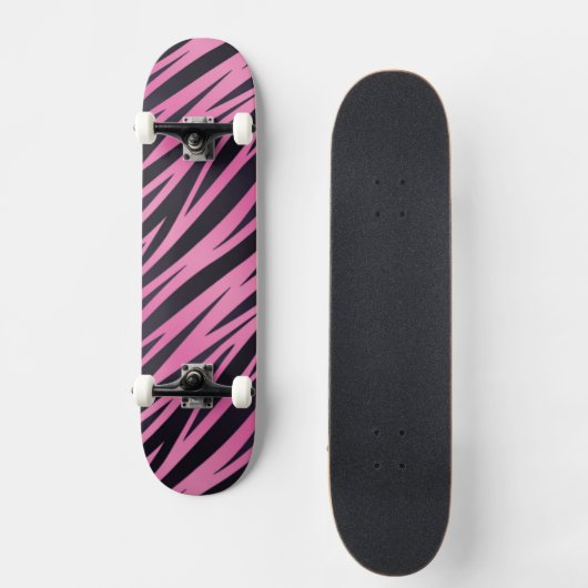 Rosa Zebra-Streifen-Hintergrund Skateboard (Vorderseite)