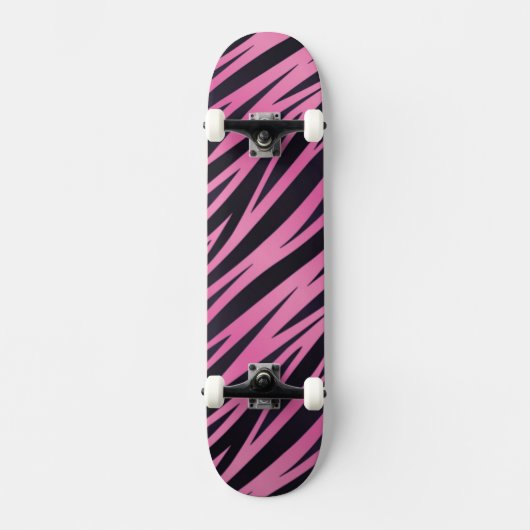 Rosa Zebra-Streifen-Hintergrund Skateboard (Vorderseite)