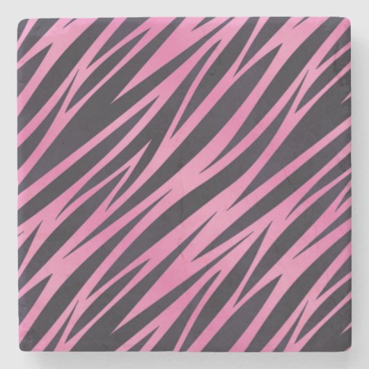 Rosa Zebra-Streifen-Hintergrund Steinuntersetzer (Vorderseite)