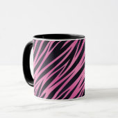 Rosa Zebra-Streifen-Hintergrund Tasse (Vorderseite Links)