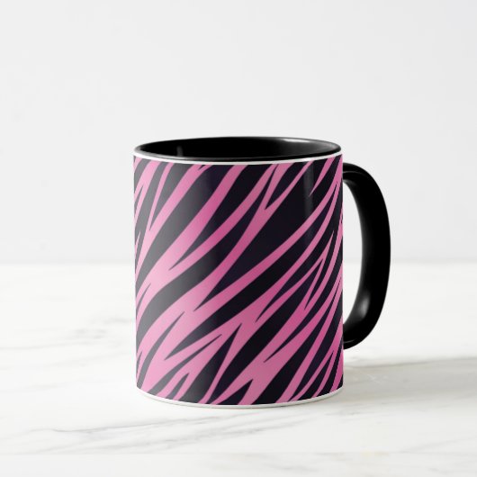 Rosa Zebra-Streifen-Hintergrund Tasse (VorderseiteRechts)