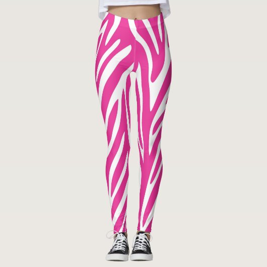 Rosa Zebra Streifen Leggings (Vorderseite)