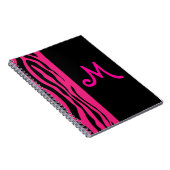 Rosa Zebra-Streifen-Monogramm-Notizbuch Notizblock (Rechte Seite)