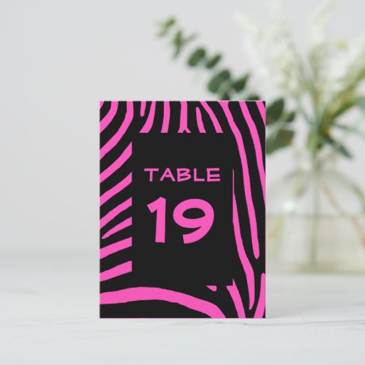 Rosa Zebra Streifen Tischnummer (Stehend Vorderseite)