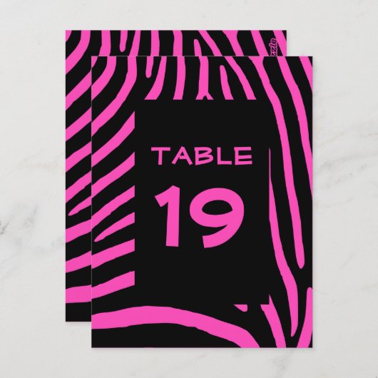 Rosa Zebra Streifen Tischnummer (Vorne/Hinten)
