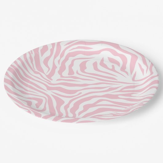 Rosa Zebra Streifen Wild Animal Print Zebra Muster Pappteller (Schrägansicht)