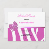Rosa Zebra Stripe Bridal Dusche Einladung (Vorderseite)