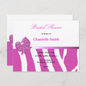 Rosa Zebra Stripe Bridal Dusche Einladung (Vorne/Hinten)