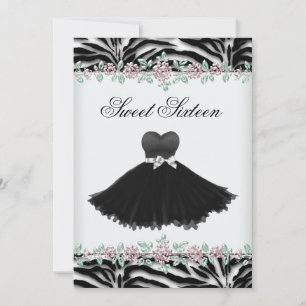 Rosa Zebra Sweet Sixteen Geburtstagsfeier Einladung