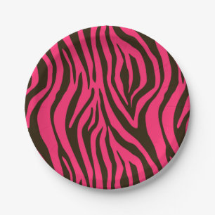 Rosa Zebra-Tierdruck-Muster Pappteller