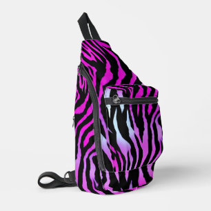 Rosa Zebra Tiger Streifen Wilde Tierhaut Muster Crossbody Bag