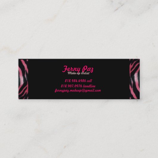 Rosa Zebra-Visitenkarte Mini Visitenkarte (Vorderseite)