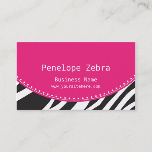 Rosa Zebra-Visitenkarte Visitenkarte (Vorderseite)