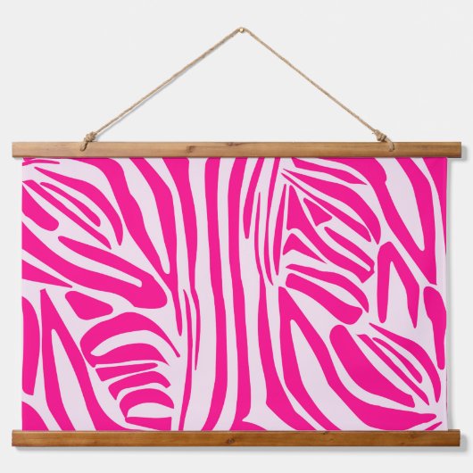 Rosa Zebra Wandteppich Mit Holzrahmen (Vorne)