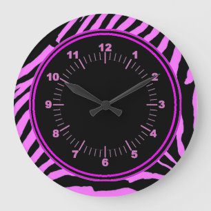 Rosa Zebra-Wanduhr Große Wanduhr
