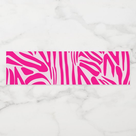 Rosa Zebra Wasserflaschenetikett (Einzelnes Label)