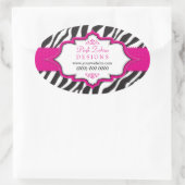 Rosa Zebra-Werbebänder Ovaler Aufkleber (Tasche)