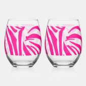 Rosa Zebradruck-Muster Weinglas Ohne Stiel (Rechts)