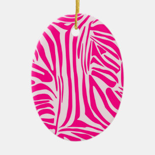 Rosa Zebramuster Keramik Ornament