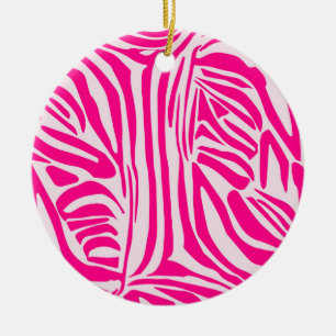Rosa Zebramuster Keramik Ornament