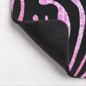 Rosa Zebrastreifen-Glitzer Mousepad (Ecke)