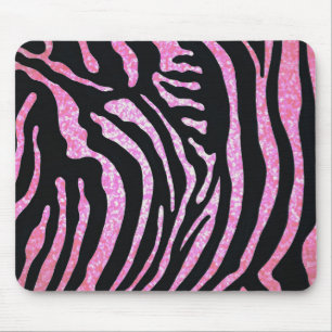 Rosa Zebrastreifen-Glitzer Mousepad