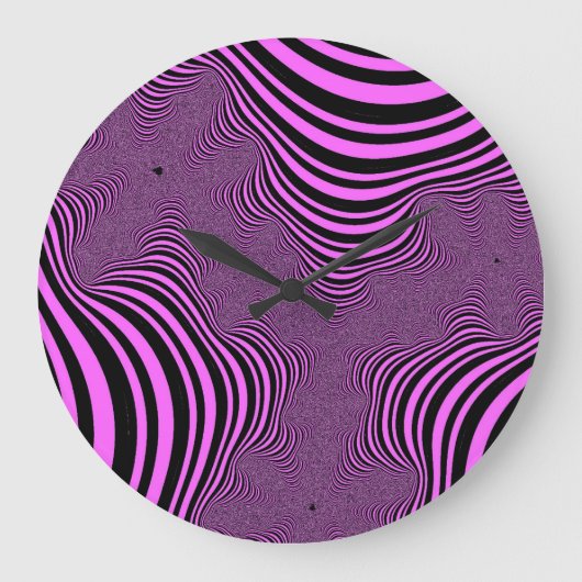 Rosa Zebrastreifen Große Wanduhr (Vorderseite)
