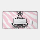 Rosa Zebrastreifen mit schwarzem Lüster Schreibtischunterlage (Tastatur & Maus)