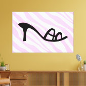 Rosa Zebrastreifen mit schwarzer Schuhe Leinwanddruck (Insitu (Wohnzimmer))
