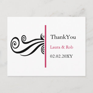 Rosa zeitgenössische Hochzeit Danke Postkarte