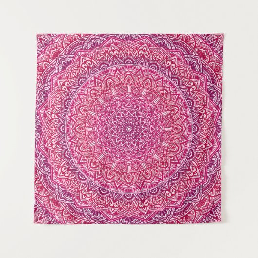Rosa ZenMandala hübsche boho Spitze Wandteppich (Vorderseite)