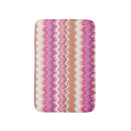 Rosa Zickzack Badematte (Vorderseite Vertikal)