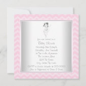 Rosa Zickzack Ballerina Princess Kinderdusche Einladung (Rückseite)