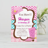 Rosa Zickzack, blaue Punkte, Einladung (Stehend Vorderseite)