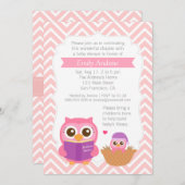 Rosa Zickzack Buch Themed Owl Baby Dusche Party Einladung (Vorne/Hinten)