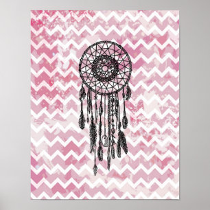 Rosa Zickzack Dreamcatcher Poster