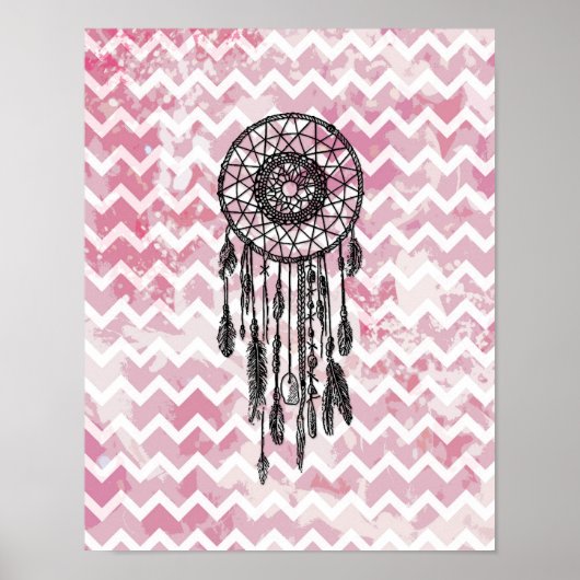 Rosa Zickzack Dreamcatcher Poster (Vorne)