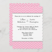 Rosa Zickzack Einladungen für Hochzeiten (Vorne/Hinten)