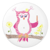 Rosa Zickzack Eulenlehrer-Keramikgriff Keramikknauf (Vorderseite)