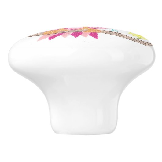 Rosa Zickzack Eulenlehrer-Keramikgriff Keramikknauf (Seitenansicht)