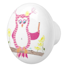 Rosa Zickzack Eulenlehrer-Keramikgriff Keramikknauf